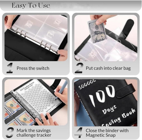 Soqool 100-Days Money Saving Budget Binder with Cash Envelopes, Savings Challenges Book Children Money Bank with Envelopes Money Saving Organizer ...