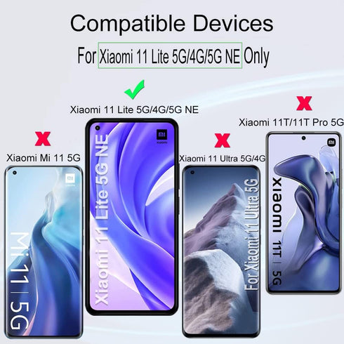 Ibywind Screen Protector For Xiaomi 11 Lite 5G NE/Mi 11 Lite 5G/4G,with 2Pcs Tempered Glass,1Pc Camera Lens Protector,1Pc Backing Carbon Fiber Fil...