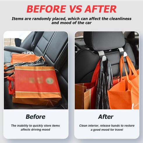 Car Seat Headrest Hook, 4 Pack Bling Hanger Storage Organizer for Purse Coat Handbag Grocery Bag, Strong and Durable Backseat Holder Hook, Bling C...