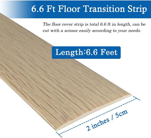 Floor Transition Strip Floor Cover Strips Self Adhesive Flooring Transitions Laminate Floor Strip 2" Wide Vinyl Floor Flat Divider Strip Elegant W...
