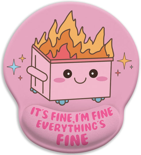 Funny Cute Mouse Pad with Wrist Rest, Dumpster on Fire Ergonomic Mouse Pads Wrist Support for Desk, Mousepad for Wireless Mouse Gaming Laptop Work...