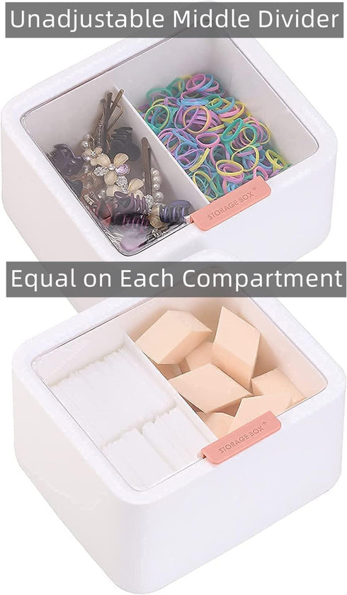 Tecbeauty 2 Slot Cotton Swab Ball Qtip Holder Jar Plastic Container Dispenser Box with Hinged Lid for Bathroom Home Storage Organizer...