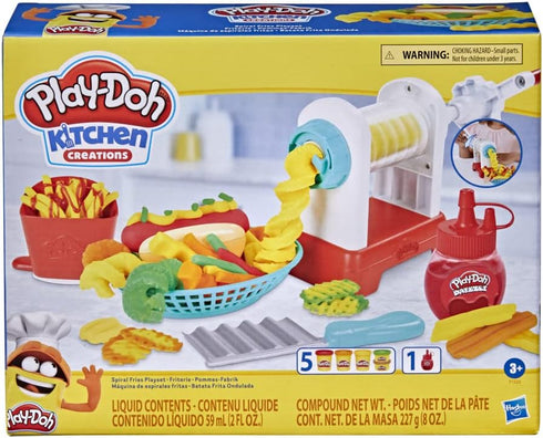 Play-Doh Kitchen Creations Spiral Fries Playset for Kids 3 Years and Up with Toy French Fry Maker, Drizzle, and 5 Modeling Compound Colors, Non-To...