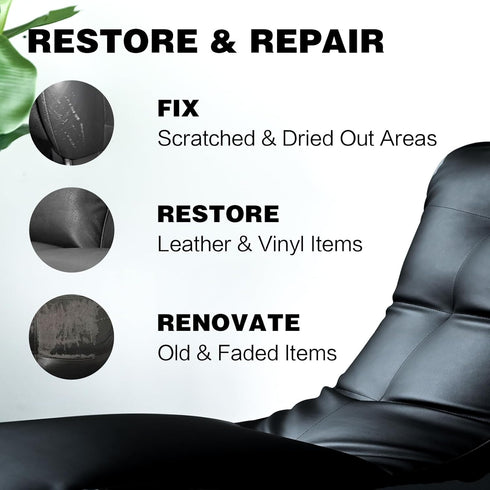 Leather Recoloring Balm - Leather Repair Kit for Furniture, Leather Dye, Recolor, Renew, Repair & Restore Aged, Faded, Cracked, Peeling and Scuffe...