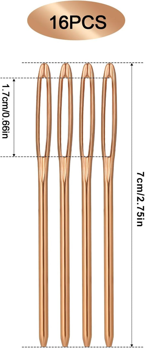 16pcs Large-Eye Blunt Needles, 7cm/2.75inch Yarn Knitting Needles Tapestry Sewing Needles Wool Hand Metal Sewing Knitting Needles for Crochet Proj...