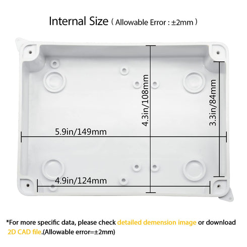 LeMotech Junction Box with Reserved Holes ABS Plastic Electrical Box IP65 Waterproof Dustproof Project Enclosure for Electronics White 5.9 x 4.3 x...