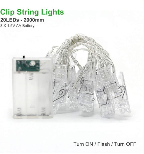 Dopheuor Photo Clip String Lights LED Fairy Clip String Lights Hanging Photo Pictures Battery Operated for Gifts Patio Christmas Bedroom Wedding B...