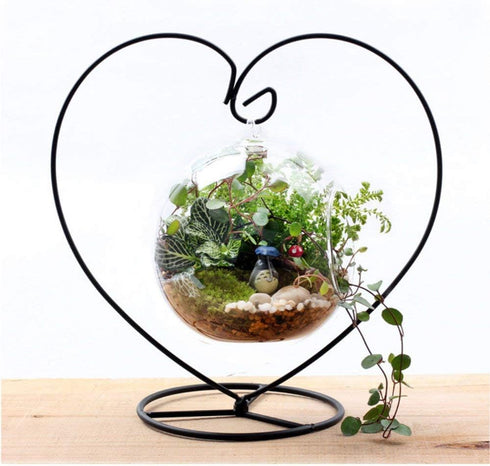 Archi Heart-Shaped Ornament Display Stand Iron Pothook Stand for Hanging Glass Terrarium (Heart-1)...