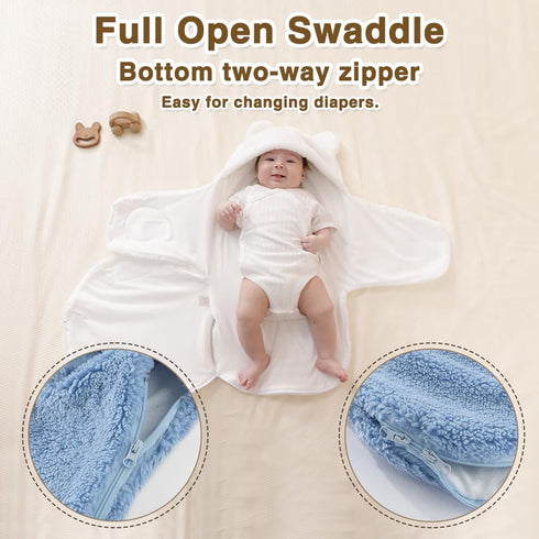 Baby Winter Fleece Swaddle Blanket 0-3 Months Boys Girls Warm Adjustable Newborn Swaddling Wrap Soft Plush Sleeping Sacks...