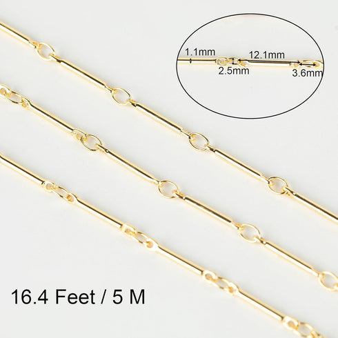 Jabogrii 16.4 Feet 18K Gold Plated Brass Chain for Jewelry Making Columnar Necklace Bracelet Jewelry Making Chains with Lobster Clasps and Open Ju...