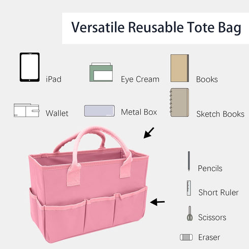 Cupohus Art Organizer Craft Storage Tote Bag with Pockets and Hadles, Oxford Fabric Carrying Caddy for Teacher, Officer, Artist, Students, Travele...