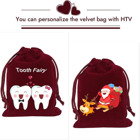 HRX Package Mini Velvet Gift Bag with Drawstring,20PCS Burgundy Red Velvet Cloth Jewelry Pouches (3x4 inches)...
