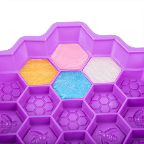 2 Pcs 19 Cavities Honeycomb Silicone Cake Molds FineGood Muffin Cookie Baking Pan Candy Soap Making Divided Moulds-Pink & Purple...