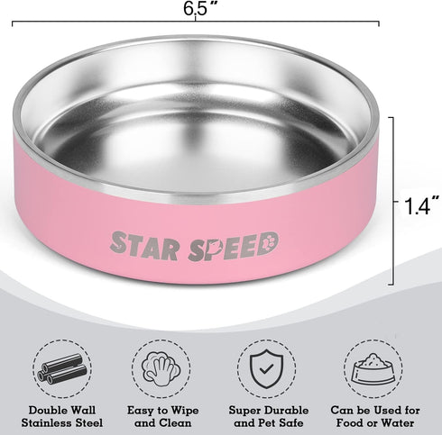 24oz Stainless Steel Dog Bowls with Rubber Bottom Non-Slip Double Wall Metal Outdoor Dog Food and Water Bowls Weighted Insulated Pet Feeding Bowl ...