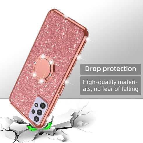 nancheng for Samsung Galaxy A52 5G Case, Glitter Luxury Sparkles TPU Silicone Slim Cute for Women Girls with Kickstand, Bling Diamond Ring Stand &...