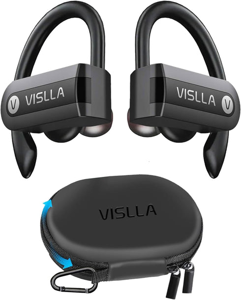 Wireless Earbuds with Microphone,Bluetooth Headphones over The ear,70H Playback time, Leather Display Case,HiFi Sports Ear buds with Ear Hook,Wate...