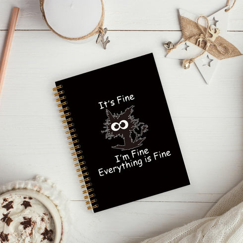 Funny Cat Notebook Journal - Cat Gifts for Cat Lovers, Inspirational Notebooks Journal,It's Fine I'm Fine Everything's Fine, Hardcover Spiral Note...