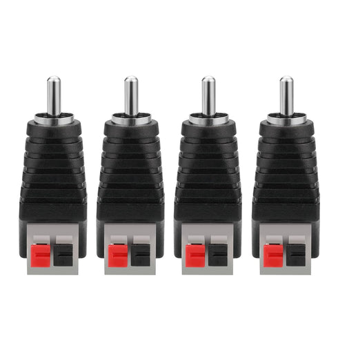 RCA to Speaker Wires Adapter, 4Pcs RCA Male to Spring Press Type Terminal Speaker Wire Cable Converter Non-Soldering RCA Speaker Jacks for Speaker...