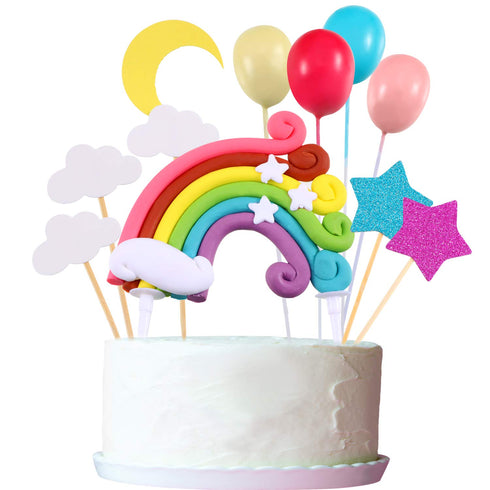 15 Pieces Rainbow Cake Decorations Rainbow Cake Toppers for Birthday Decorations Wedding Party Favors Supplies...