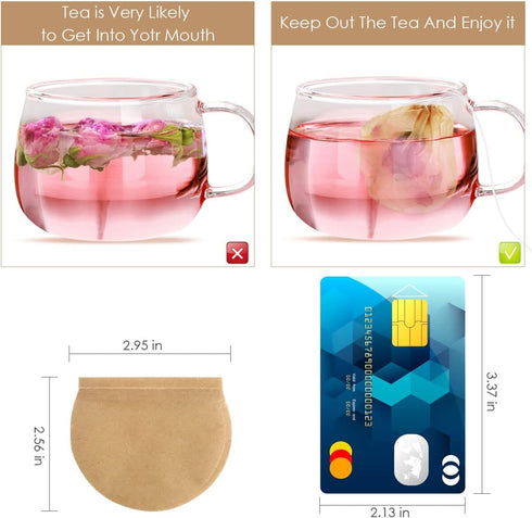 300PCS Tea Filter Bags, Disposable Paper Tea Bag with Drawstring, Natural & Safe Loose Leaf Tea Empty Tea Bags, Tea Infuser Suitable for Loose Lea...