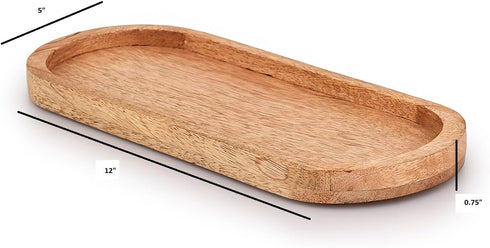 Samhita Mango Oval Wood Tray Set of 3 Perfect for Food Holder/BBQ, Serve Cheese, Sushi, Holiday Snacks, and More. (12" x 5" x 0.75")...
