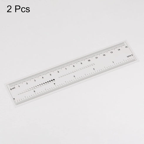 2pcs Film Flexible Ruler 6 Inch 0.5mm Scale PET Plastic Folding Straight Ruler Calibration Soft Ruler Measuring Tool for Factory, Transparent...