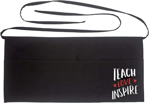 Waist Apron for Teachers with 3 Pockets Half Black Apron,Teachers Prefect Gift (teach love inspire)...