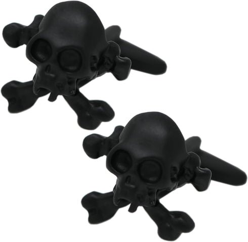 Skull Cufflinks Black Skull And Cross Bones Cuff Links In Box (A)...