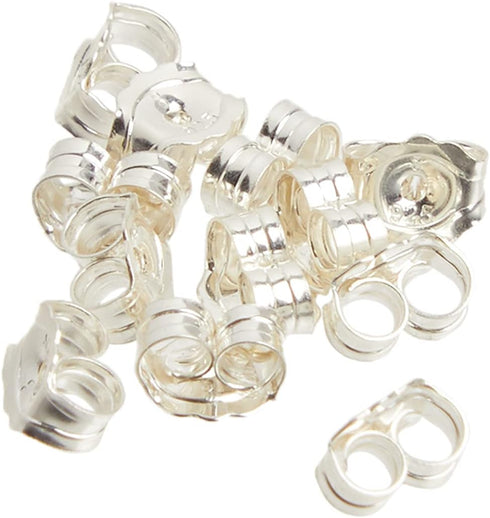 Beadaholique 5005080 Sterling Earring Backs, 4mm, Silver, 12 Piece (Pack of 1)...