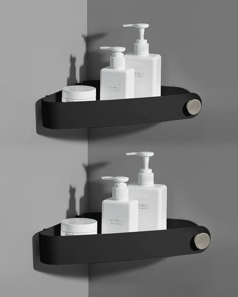 Sotfamily Shower Caddy Corner, 2 Pack Adhesive Corner Shower Shelves for inside Shower, Plastic Shower Organizer for Bathroom Storage, Black...