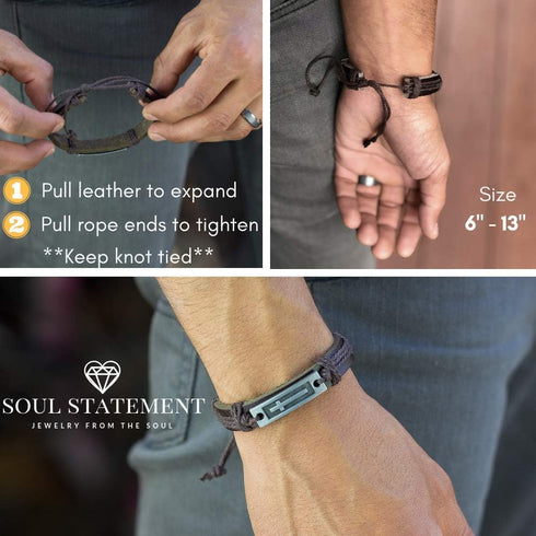Leather Cross Bracelet for Teens or Men, Cool Christian Gift Ideas for Teenagers for Confirmation, Baptism, Christmas Stocking Stuffers...