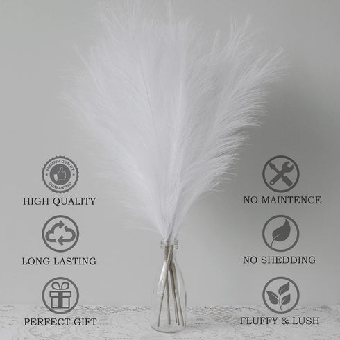 7 PCS Faux Pampas Grass, 23"/60cm White Pampas Grass Decor,7 Branches | Each Stem Fluffy Small Pompous Grass for Vase Filler in Table Vase Decor f...