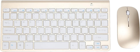 Keyboard Mouse Combo Set, 78 Keys Portable 2.4Ghz Keyboard Kit with 4 Nonslip Foot Pad Compatible with Windows Notebook Desktop etc(Gold)...