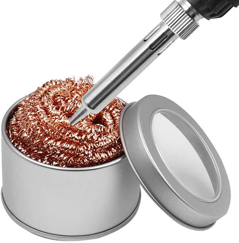 Welding Soldering Iron Tip Cleaner Kit, with 4 PCS Solder Tip Cleaning Wire and 1 PCS Holder, Soldering Brass Sponge Tip Cleaner for Cleaning Sold...