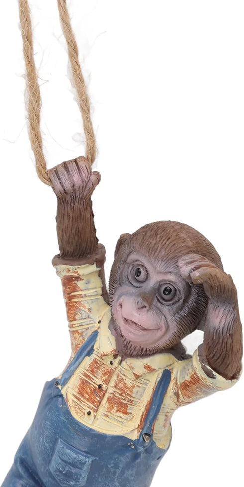 Swinging Monkey Outdoor Statue Ornament, Tree Hanging Sculpture Animal Figurines for Garden Lawn Patio Yard Porch Christmas Decoration...