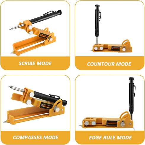 Multi-function Scribing Tool,Aluminum Alloy Scribe Tool with Deep Hole Pencil Construction Pencil DIY Woodworking Marking Contour Gauge Scriber Pr...