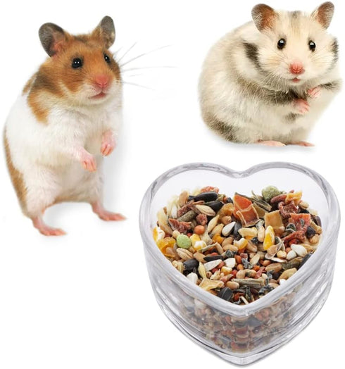 Hamster Transparent Glass Food and Water Dish Cute Heart-Shaped Feeding Bowl for Hamster Hedgehog Small Pet...