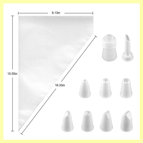 Disposable Cake Decorating Bags Set of 100 - White 14 Inch Round Piping Bags for Cakes, Cupcakes, Cookies, Chocolate, Pie...