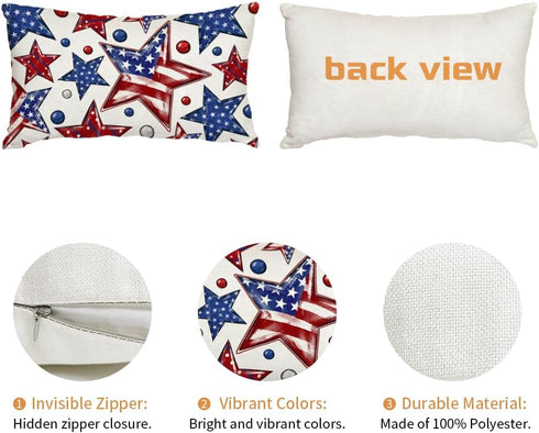 AACORS 4th of July Pillow Covers 12x20 Inch Stars Beads Decor Patriotic America USA Flag Holiday Pillow Case Independence Memorial Day Decorations...