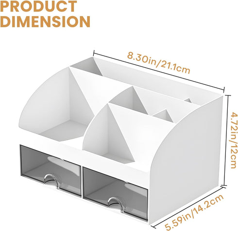 Desk Organizer, Desktop Organizers and Accessories with 6 Compartments and 2 Drawers, Aesthetic Desk Accessories for Home, Office, School...