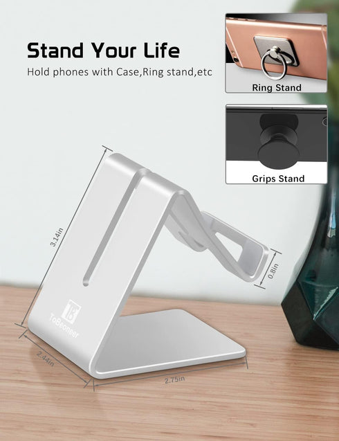 Desktop Cell Phone Stand Holder, Aluminum Solid Portable Universal Desk Stand for iPhone 16 15 14 13 12 11 X 8 7 6 Plus 5 Ipad 2 3 4 Mini Samsung ...