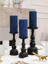 CANDWAX Large Pillar Candles 3x6 Inch – Set of 3 Unscented Dripless Dark Blue Candles, Rustic Finish for Weddings, Home Interior, Centerpieces...