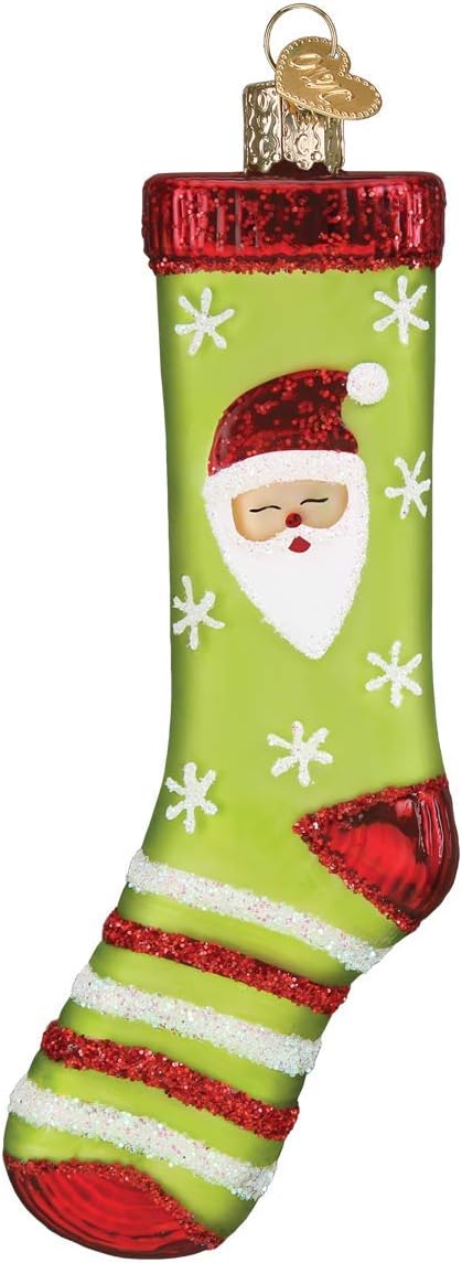 Old World Christmas Christmas Sock Glass Blown Ornaments for Christmas Tree...
