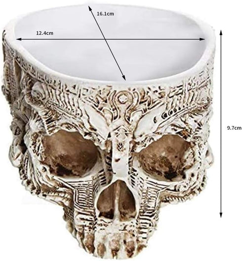 Skull Potted Plant Head Planter Pen Holder Desk Office Organizer Stationery Small Succulent Pots Gifts Decor Mini Resin Home Gardening Flower Pot ...