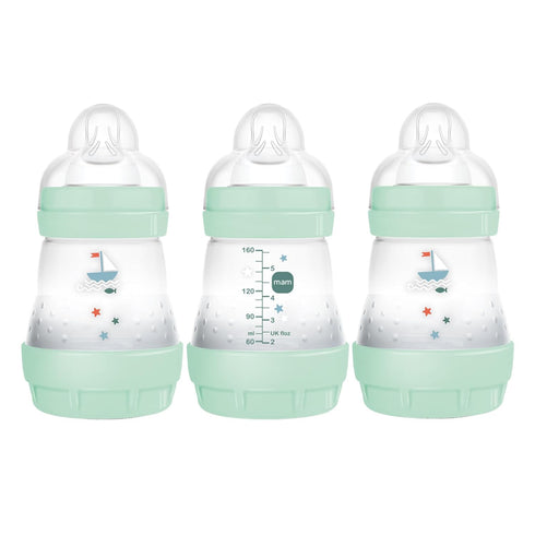 MAM 5oz Easy Start Anti-Colic Baby Bottles, Slow Flow, Breastfeeding-Like Silicone Nipple Bottle, Reduces Colic, Gas, & Reflux, Easy-to-Clean, BPA...