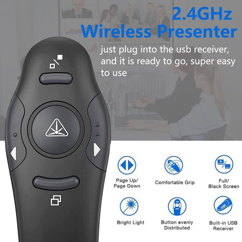 Presentation Clicker for PowerPoint Presentation Remote, RF 2.4GHz Wireless Presenter Remote USB Google Slide Advancer PPT PowerPoint Clicker for ...