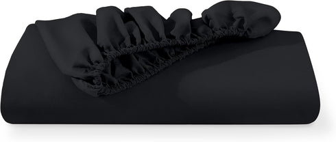 Bare Home Fitted Bottom Sheet Queen - Premium 1800 Microfiber - Ultra-Soft Wrinkle Free - Deep Pocket - Fitted Sheet (Queen, Black)...