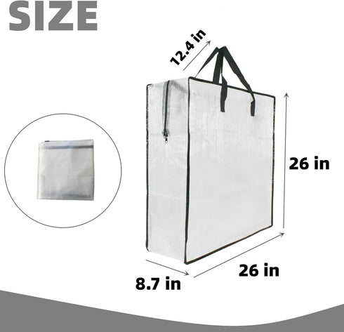 Clear Storage Bags with Zipper and Handles, Blanket Bags For Closet Storage, Moving and Packing Supplies for College, Underbed Storage Organizer f...