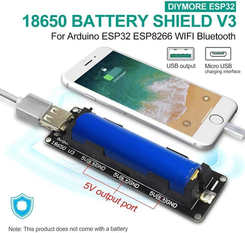 diymore 1865O Battery Holder Li-ion Battery V3 Shield 1 Holder 3V/1A 5V/2A USB Power Bank Battery Charging Module Power Bank Battery Charging Modu...