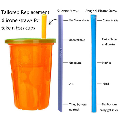 Mini Short Pinch Test Passed 5.5" Replacement Reusable Toddlers& Kids&Baby Silicone Small Straws for The First Years Take & Toss Spill Proof Straw...